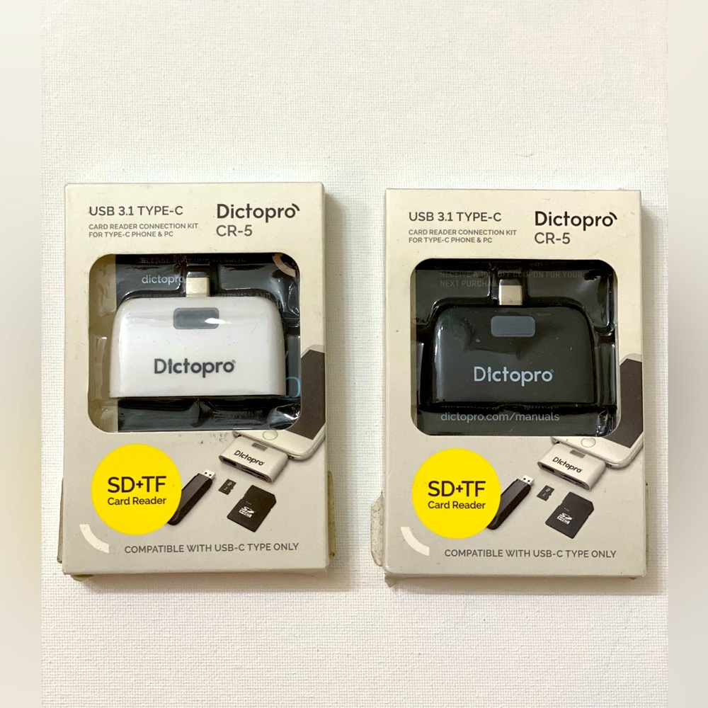 2 Dictopro CR-5 - USB 3.1 Type C, CARD READER, SD+TF Card Reader New Sealed.